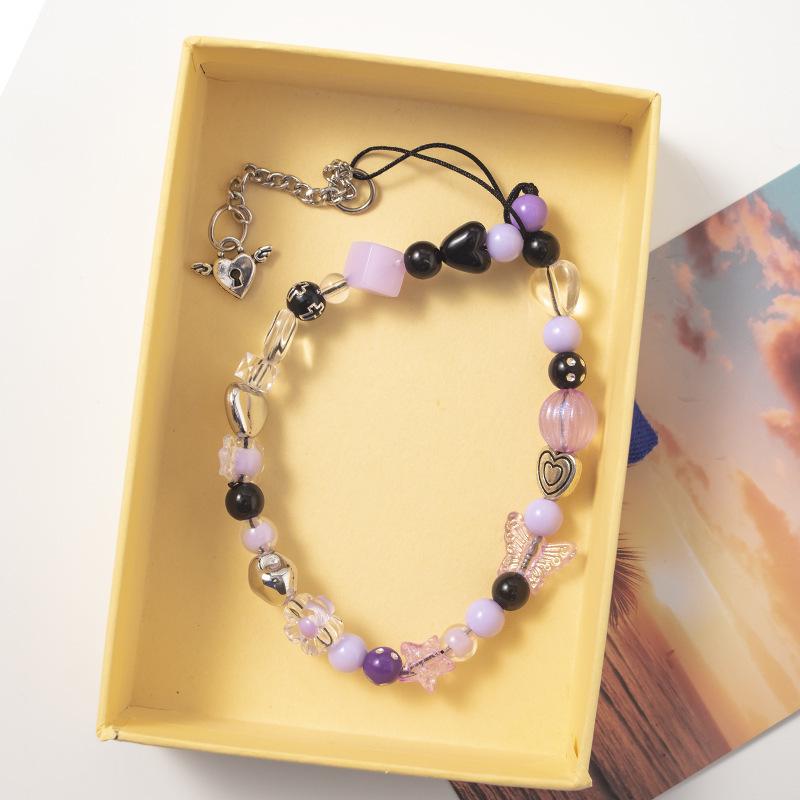 High-End Cartoon Butterfly & Flower Metal Cross Phone Wrist Strap Lanyard