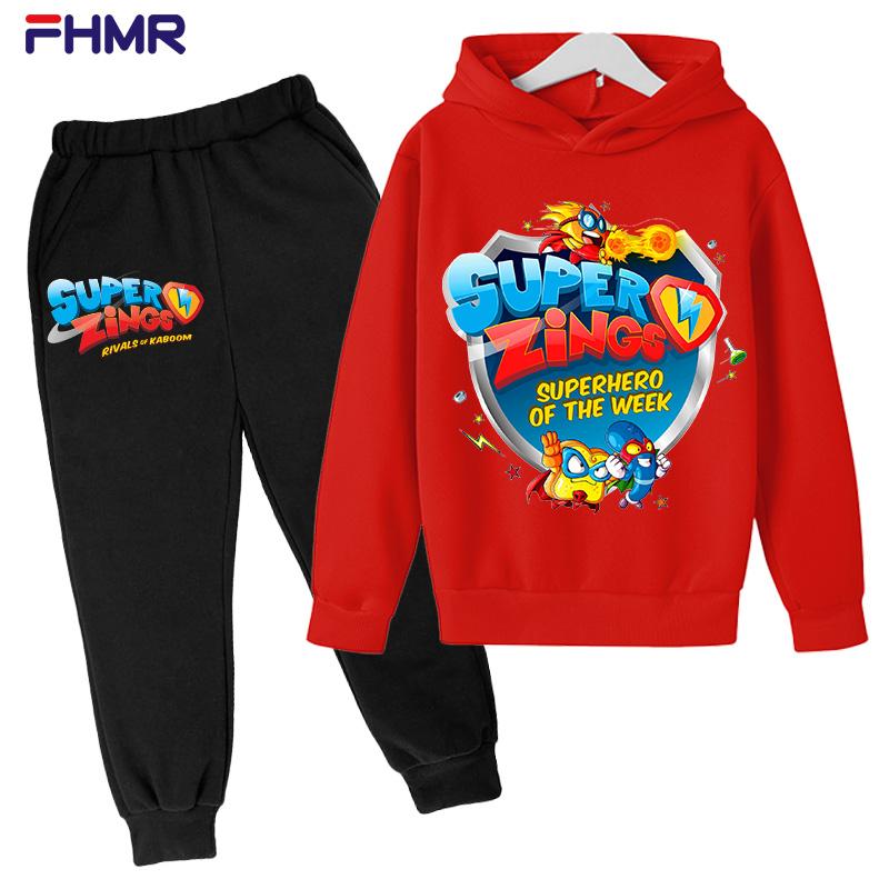 Super zings 4-14G Kids Boys Kapuci+bikses komplekti Jauni rudens zīdaiņu topi Apģērbi Maziem bērniem Ikdienas sporta krekls Uzvalks Bērnu Apģērbs