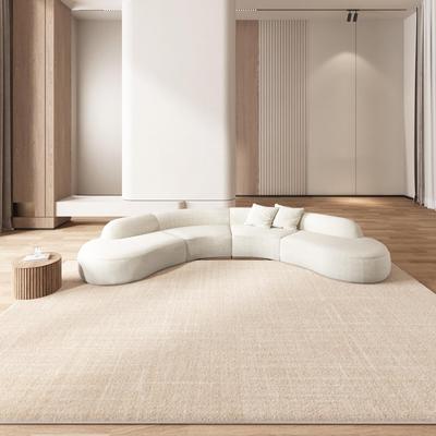 2024 Cream Long Hair Minimalist Carpet for Living Room or Bedroom
