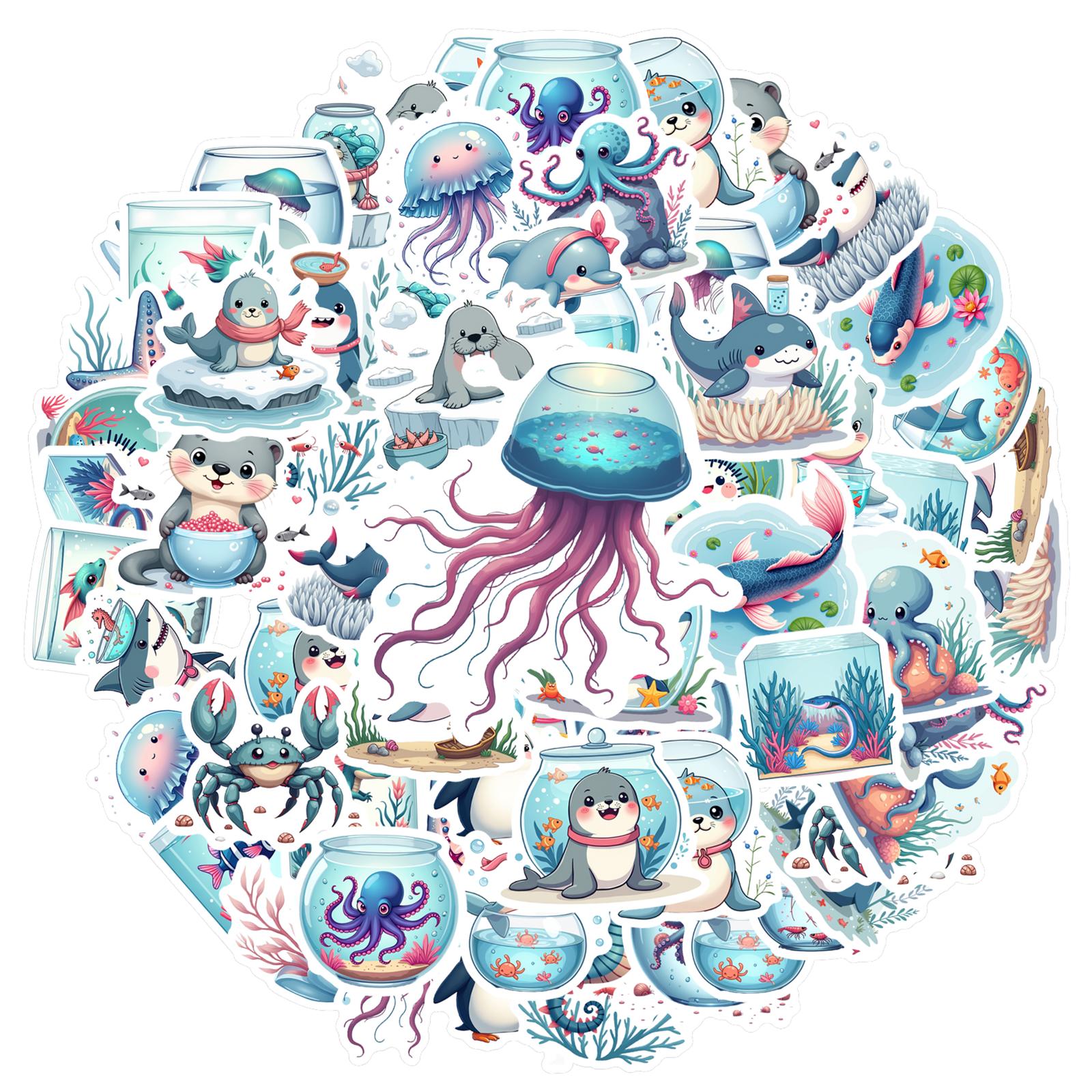 

35-150pcs Arctic Marine Animal Stickers Waterproof Diy Surfboard Skateboard Phone Cup Teacher Reward Stickers Supplies