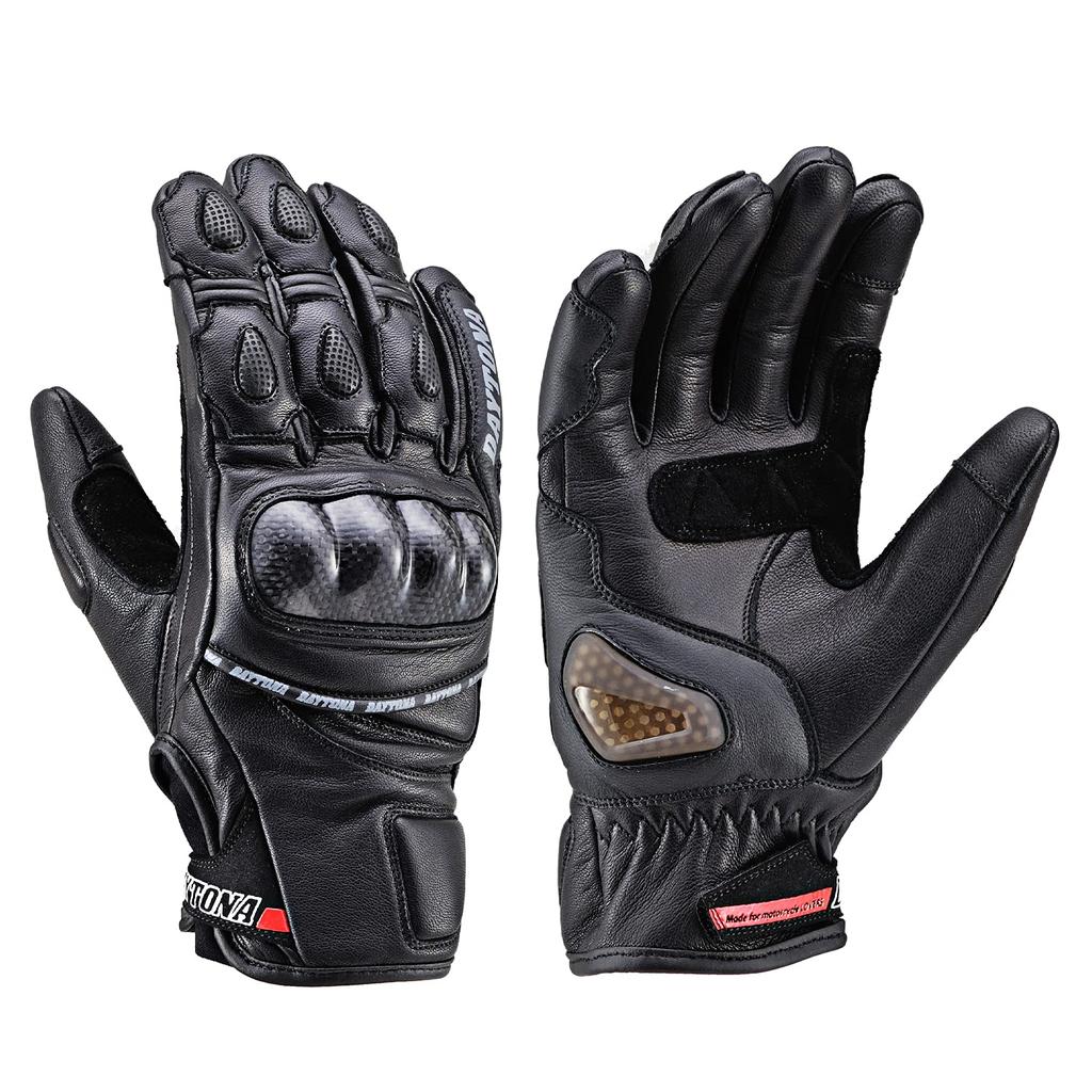 Daytona Motorcycle Genuine Leather Carbon Smartphone All Short L 99225 Gloves, Spring, Summer, Autumn, Winter, (Goat Leather), Protector, Compatible,