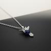 Elegant Silver Tone Copper Pendant Necklace, Blue Zircon Hummingbird Decor Jewelry for Dinner Party & Special Gift Selection