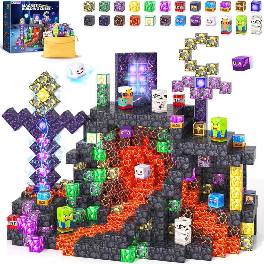 Blue Castle Magnetic Cube Building Blocks - 3D Educational Montessori Toy