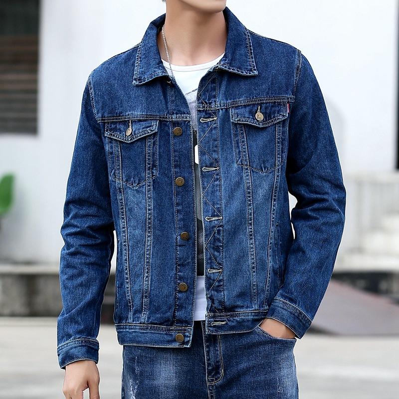 Vestes en jean pour hommes printemps automne Vêtements d'extérieur streetwear décontractés Couleur unie Simple boutonnage Col rabattu Veste en jean homme