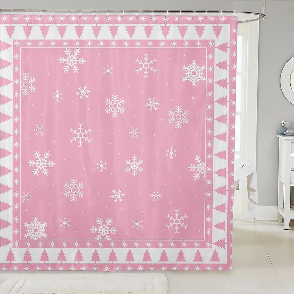 Christmas Cat Shower Curtain Cute Pet Cat Animal Bathroom Shower Curtain Sets, Xmas Decor Christmas Hat Fabric Shower Curtain