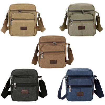 Men Vintage Canvas Leather Satchel School Military Shoulder Bag Messenger Bag MA