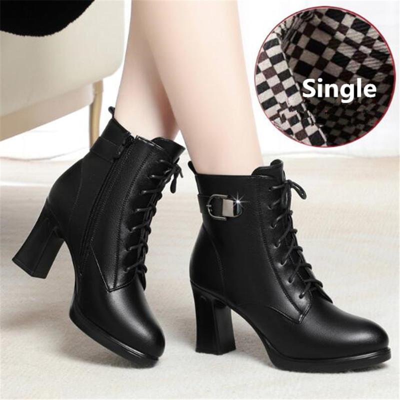 Fashion Shoes Woman Platform Boots Autumn Winter Plush Warm Ankle Boots For Women Top Quality High Heels Shoes Big Size 34-41