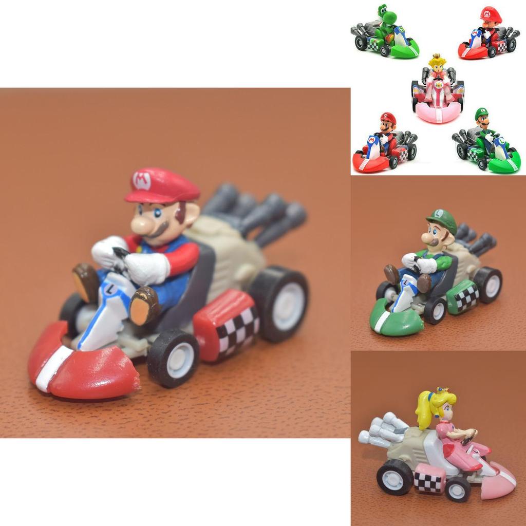 Super Mario Bros Kart Pull Back Car Action Figure Set 6 Pcs Colorful Collectibles