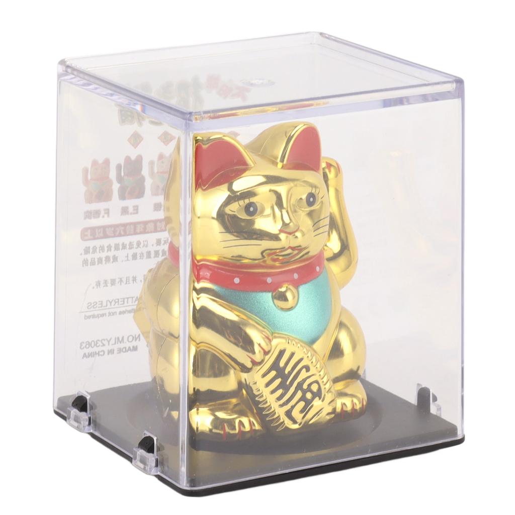 Solar Powered Waving Lucky Cat Solar Powered Gold Welcoming Waving Hand Paw Up Wealth Fortune Lucky