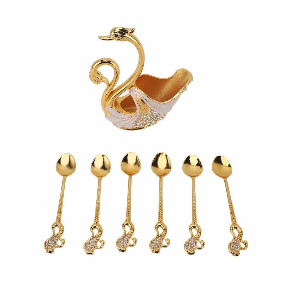7PCS Decorative Swan Base Swan Dinnerware Set Swan Tableware Holder For Stirring Mixing