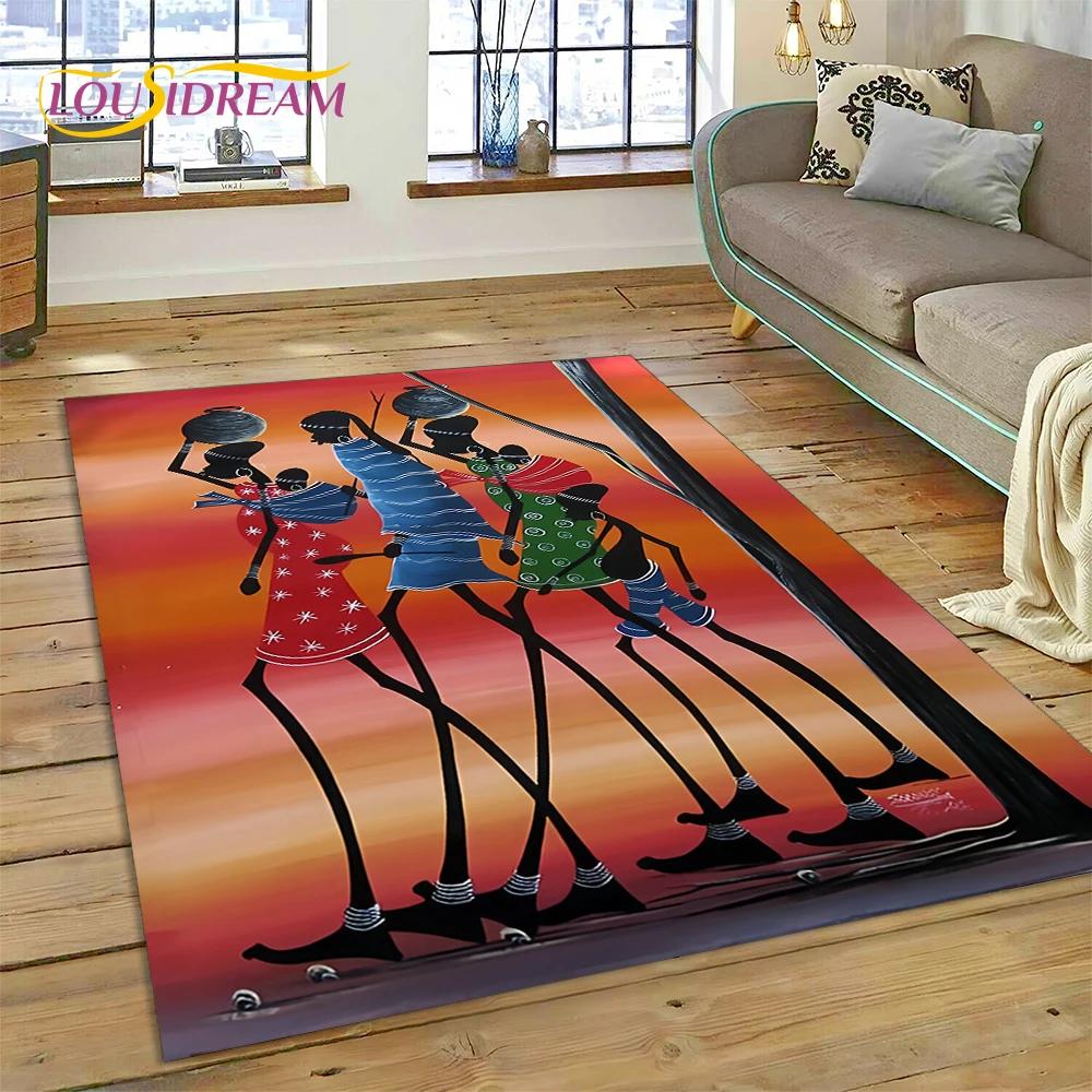 Cartoon Africa Ethiopian Custom Painting Art Carpet Rug for Bedroom Living Room Home Sofa Decoration,kids Large Decor Floor Mat