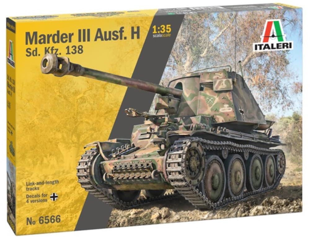 

Platz Italeri 1/35 WWII German Self-Propelled Gun Sd.Kfz.138 Marder III Ausf.H Plastic Model Kit IT6566 (Tank)