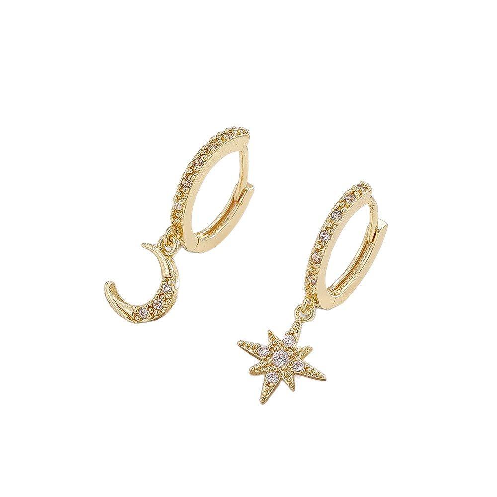 Hot selling moon asymmetrical earrings for women, fashionable, versatile, and high-end earrings