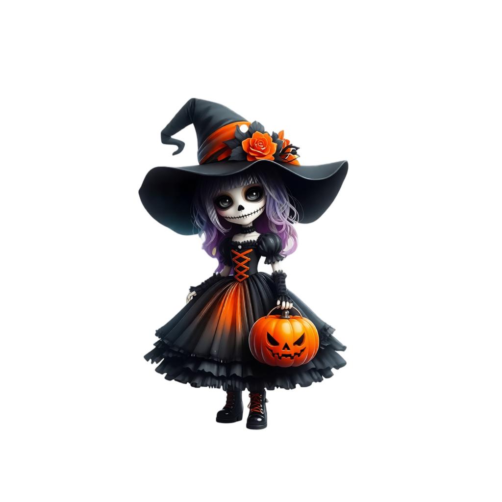 Halloween Acrylic Cute Witch Pendant Flat Ornament for Backpack Purse Keychain