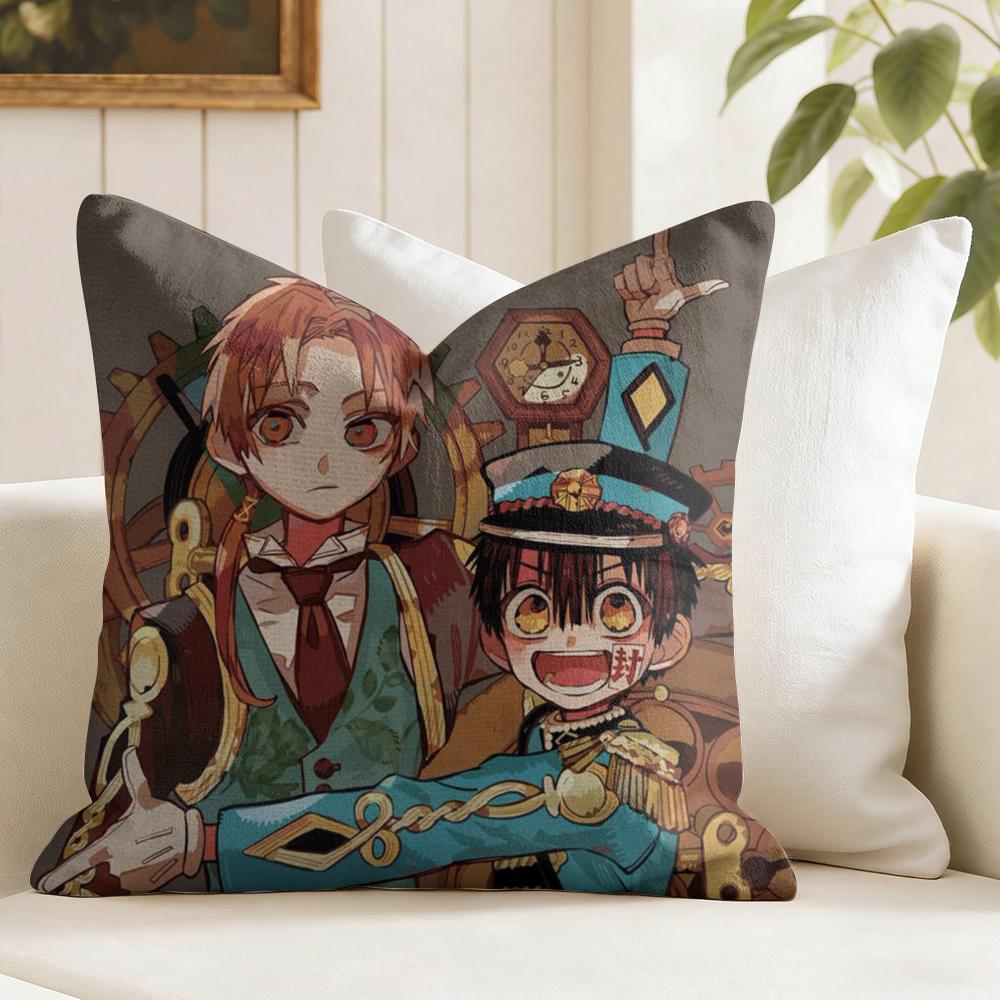 Anime Jjibaku Shounen Hanako Kun Cushion Cover Natural Linen Double Sided Print Throw Pillow Case for Sofa Couch Home Decor