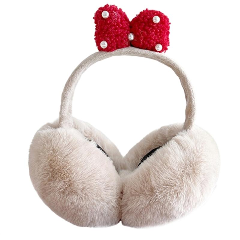 Multipurpose Plush Thermally Earmuffs With Cute Bows Design Comfortable Winter Ear Warmers For Cold Weather Activities