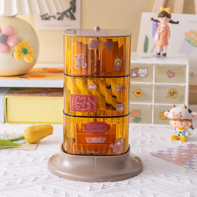 Makeup Brush Storage Box, Transparent Acrylic Multi-layer Storage Box, Suitable for Dressing Table Rotatable Desktop Storage Box