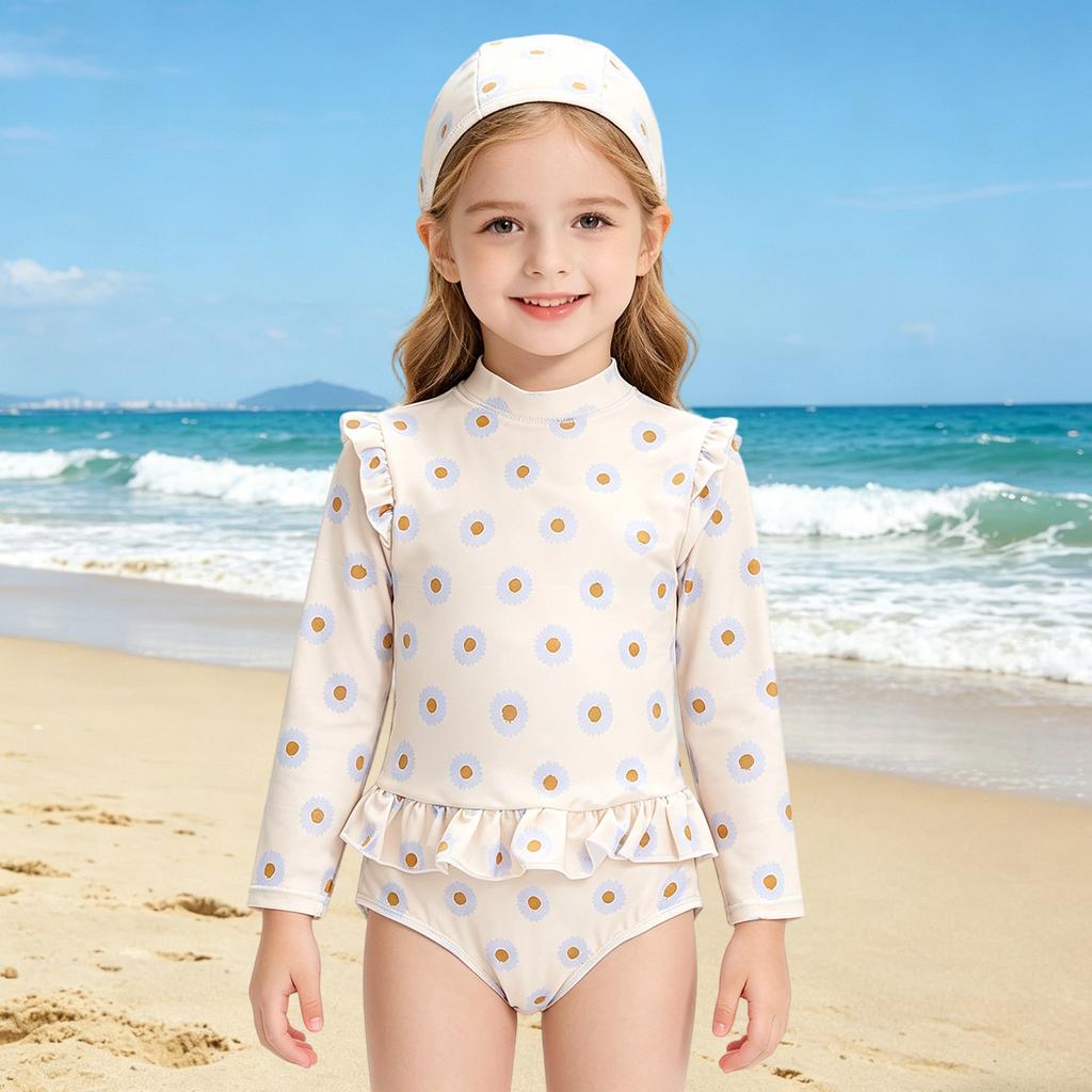 Costume da bagno a maniche lunghe per bambina - Carino costume intero ad asciugatura rapida