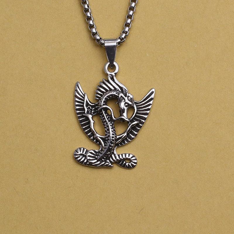 Accessories Titanium Steel Animal Dragon Pendant Personalized Retro Trendy Man Myth Feilong Stainless Steel Necklace