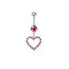 1 ks Série růžové barvy Křišťálové kroužky do pupíku Had Květina Srdce Kroužek do pupíku pro ženy Nerezová ocel Visící Piercing do pupíku