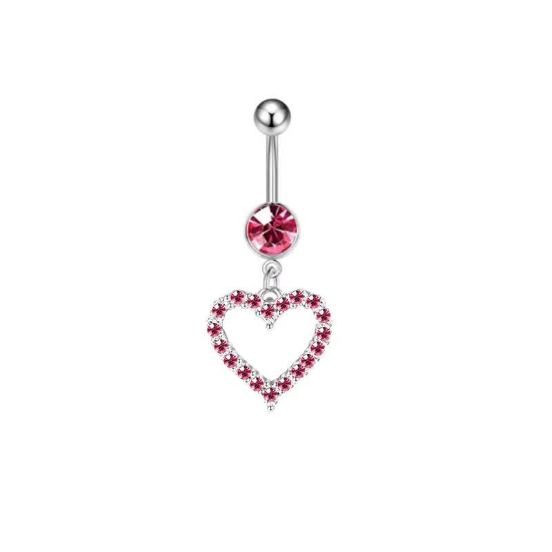 1PC Pink Color Series Crystal Belly Button Rings Snake Flower Heart Belly Ring for Women Stainless Steel Dangled Navel Piercing