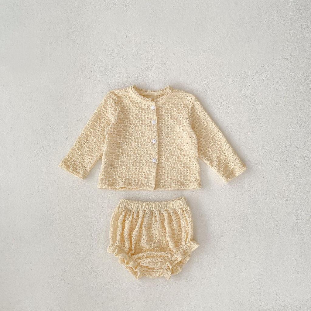 Infant And Toddler Set, Spring Clothing, Two-piece Floral Long Sleeved Shorts Set