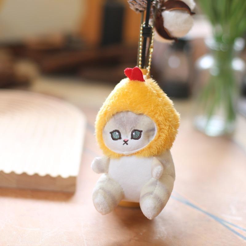 Cute Shark Cat Fried Shrimp Cat Plush Toy Pendant Keychain Beautiful Room Shark Cat Car Bag Decoration Doll Opening Holiday Gift