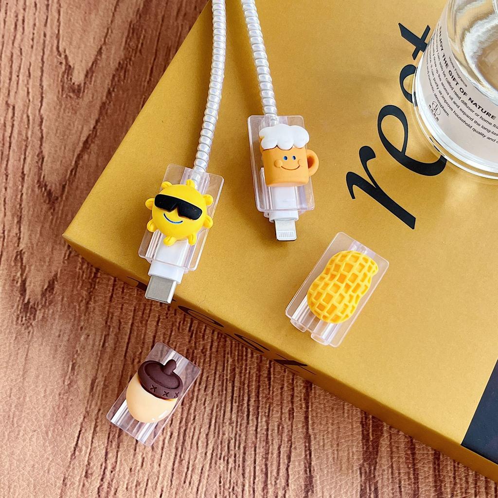 1 buc. Protector de încărcător de desene animate, protector de cablu de date, husă protectoare pentru cablu pentru iPhone Android, capac, înfășurător cablu de încărcare