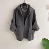 Honey J Retro Mill Loose Fit Hooded Open Knit Cardigan  2color 