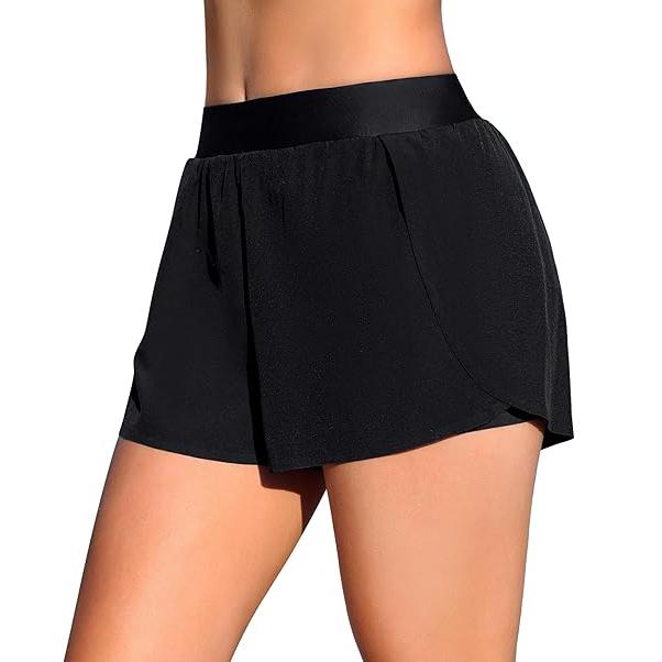 

Женские шорты для плавания Charmleaks 2,5 дюйма, быстросохнущие шорты для серфинга с карманами, плавки для мальчиков, плавки S чёрный