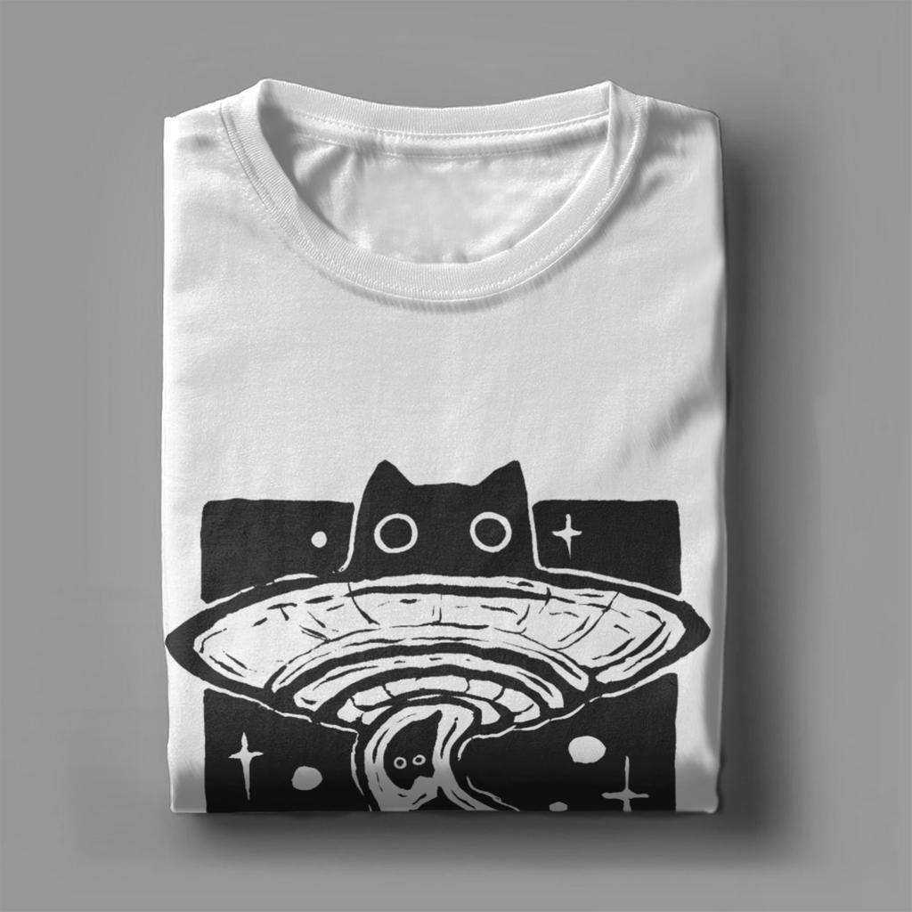 Herren Cartoon Katze Gruppe Aufdruck T-Shirt Baumwolle Kleidung Lustiges Kurzarm Rundhals T-Shirt Geschenkidee T-Shirts