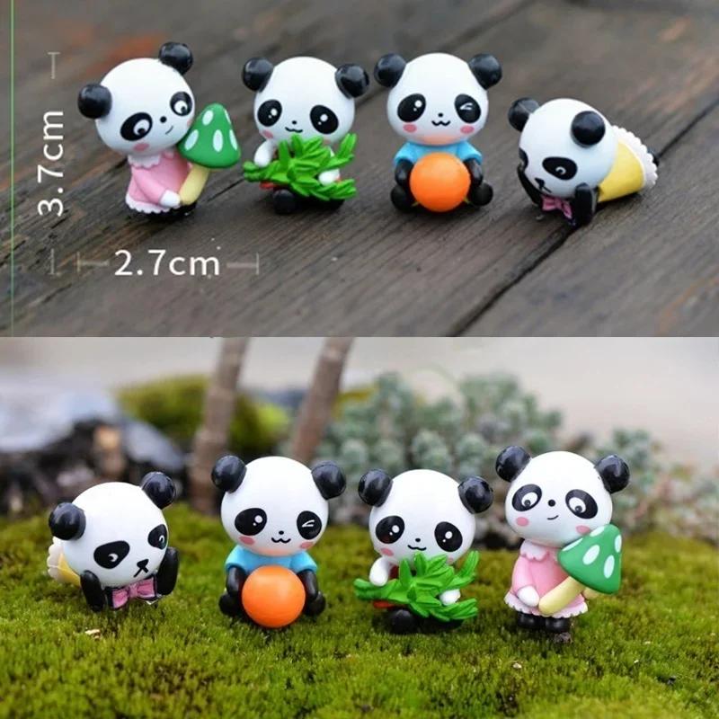 4PCS Panda Cubs Small Ornaments Resin Craft Ornaments Handmade Trendy Toys Car Mounted Cute Dolls Car Decoration Ornaments