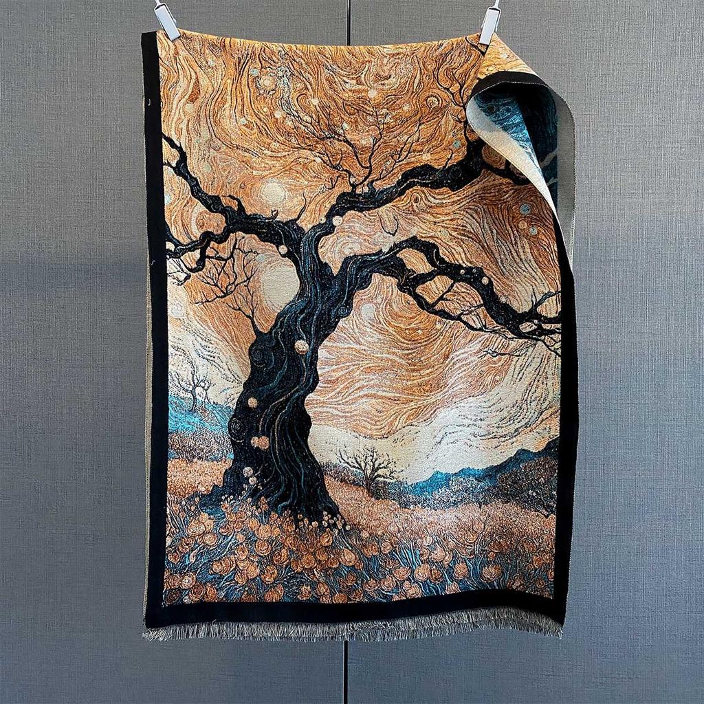 Thickened Warm Scarf For Women Retro Long Tassel Pashmina Shawl Faux Cashmere Warps Autumn Winter Floral High Quality Blanket