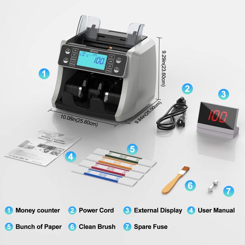 CHUANWEI AL-160 Multi-Currency Banknote Counter CN Plug (adapter Included)