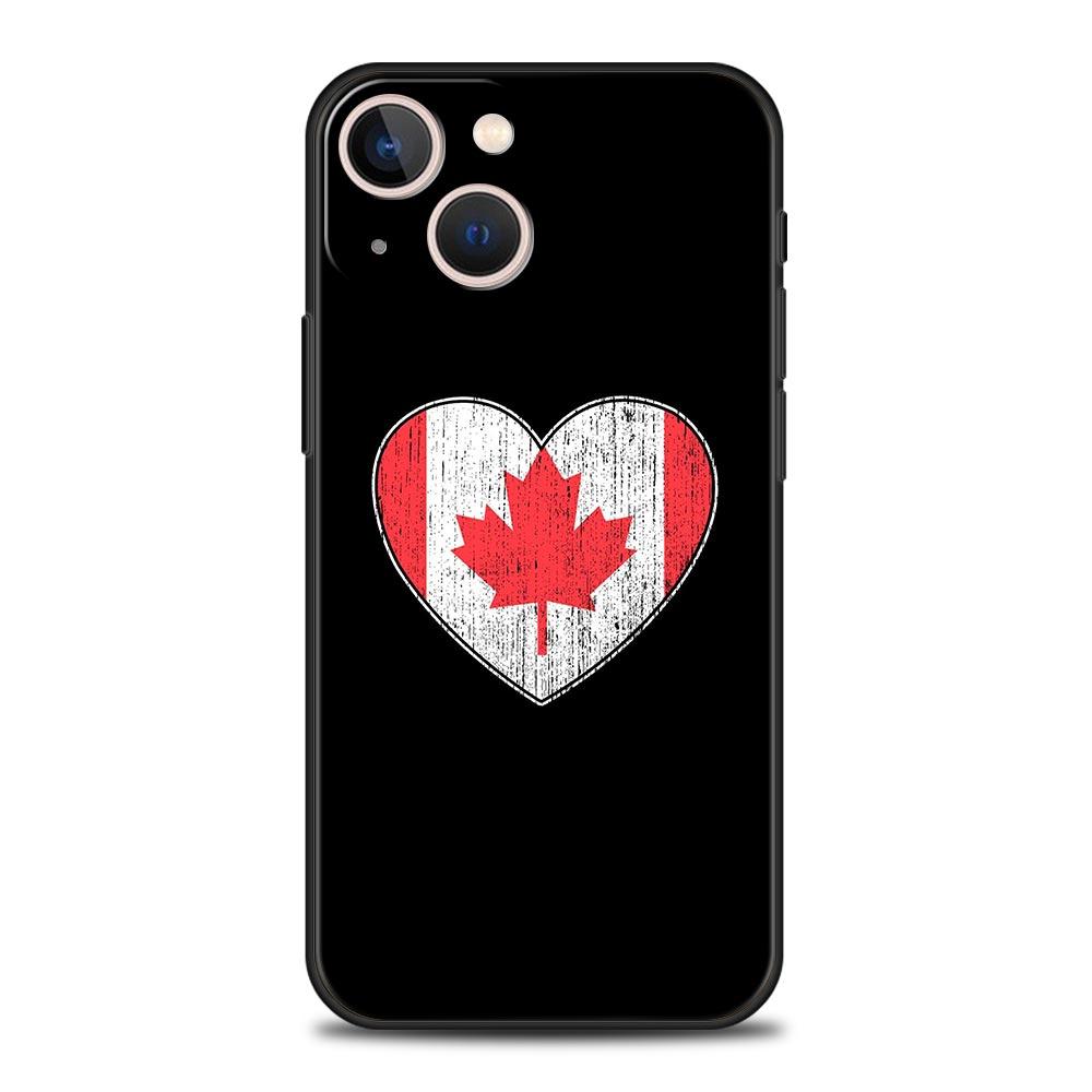 Ahorn Kanada Flagge Liebe Fußball Weiche Handyhülle Für iPhone 11 12 13 15 14 Pro Max X XR XS 7 8 Plus SE 2020 Luxus Schwarze Hülle