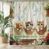 Lovely Dogs And Cats Printed Fabric Shower Curtain Bathroom Curtain,Garden Flower Animals Home Decoration Curtain With Hooks