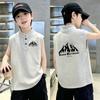 Korean Style Stand-Up Collar Polo Vest T-Shirt for Boys, Sizes 6-12, Summer Cool New Arrivals