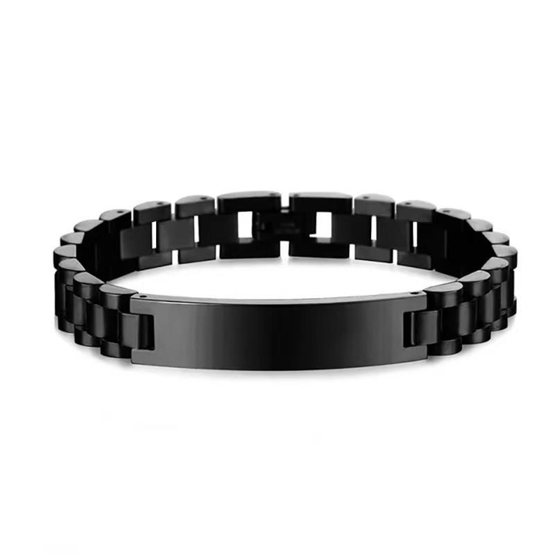Geometrisches Edelstahlarmband für Herren Mit Personalisierbarer Gravurplatte Minimalistisch Mode