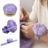 DIY Craft Violet Velvet Needle Holder Cotton Fabric Pumpkin Shape Pincushion Holder Wooden Solid Color Violet Velvet