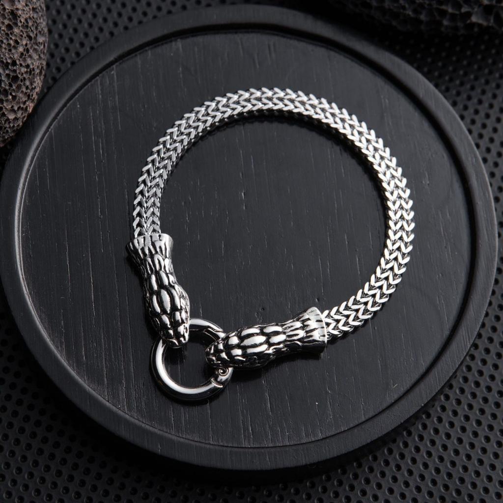 Men's Bracelet Retro Punk Style Stainless Steel Snake Head Beast Head Skull Jewelry Does Not Fade