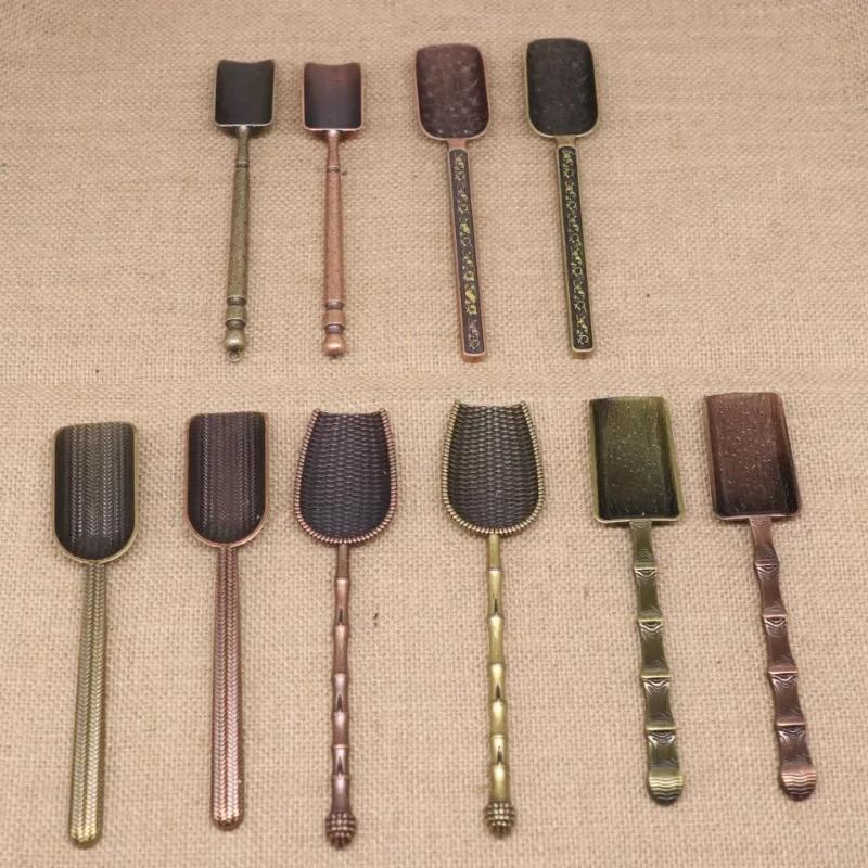 Retro Metal Chinese Tea Scoop Spoon Copper Teaspoon Bamboo Shape Tea Set Shovel Kongfu Tea Ceremony Utensils Accessory Tool