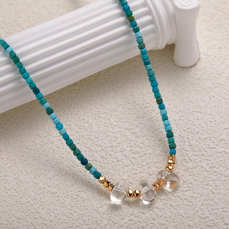 Original Design S925 Sterling Silver Natural Turquoise White Crystal Bracelet Women'S Light Luxury Premium Sense Beaded Xiaohongshu