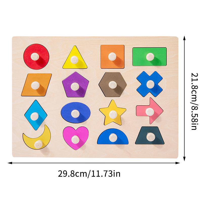 Montessori Wooden Shape Peg Puzzle Fine Motor Skills Color Sorting Board Educational Toy for Kid Classroom Learning Play