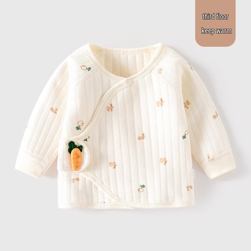 Tagless Pure Cotton Newborn Half-Back Clothes, Monk Style Top for Boys & Girls, Autumn/Winter Pajamas