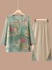 Grandma-Style Summer Two-Piece Set: Short-Sleeved Chinese Design for Elderly Women In 60s-70s.