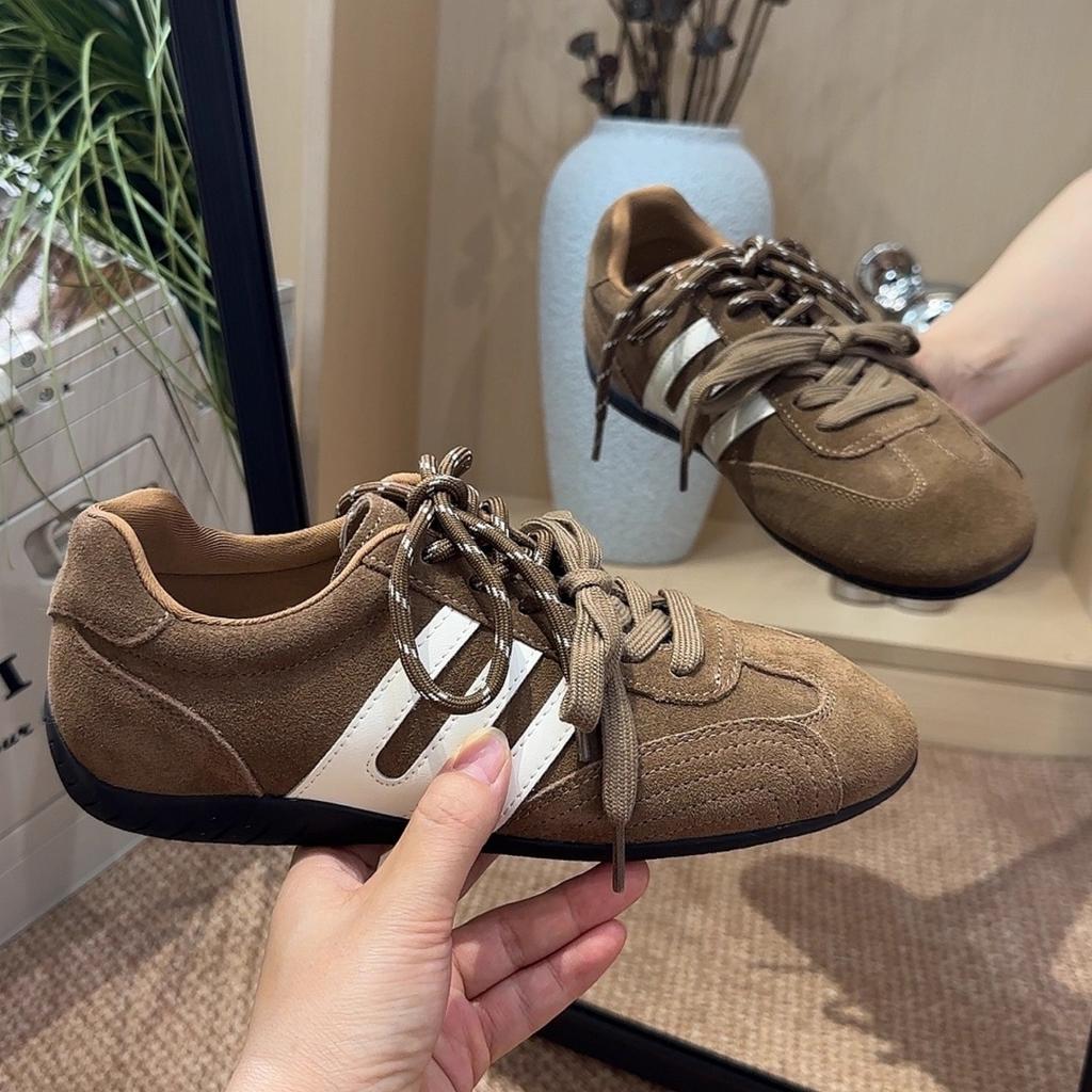 Leather retro leopard print casual shoes~ 4cm inner height increase version of German training shoes women's pine cone Forrest Gump sports shoes 