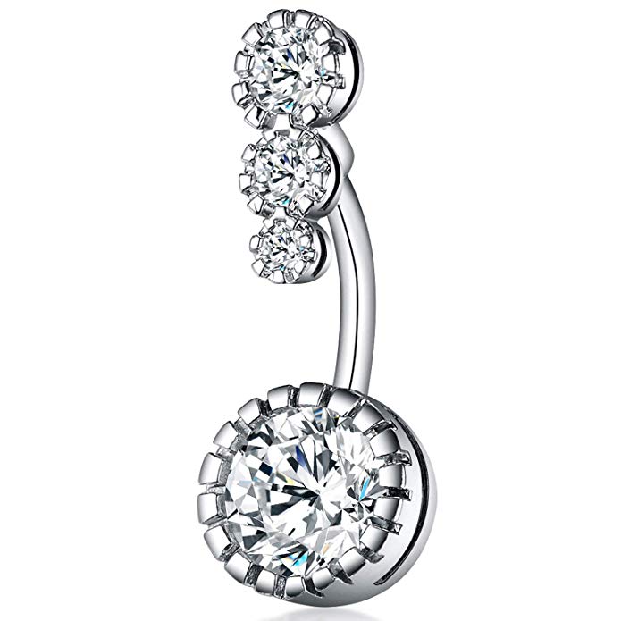 Doppelherz Form Edelstahl Bauchnabelpiercing Stecker Schmetterling Zirkon Hänger Bauchpiercings mit Körperpiercing Eingelegt für Hochzeiten