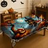One Halloween-themed Tablecloth: Decorated with Pumpkin Haunted House and Full Moon, Made of Polyester Rectangular Fabriczyc