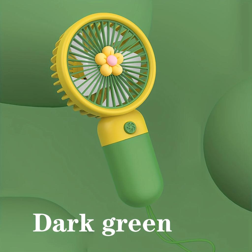 Portable Fan Cartoon Cute Fruit Flower Summer Flower Color Block Mini Handheld Small Fan Portable USB Charging Fan