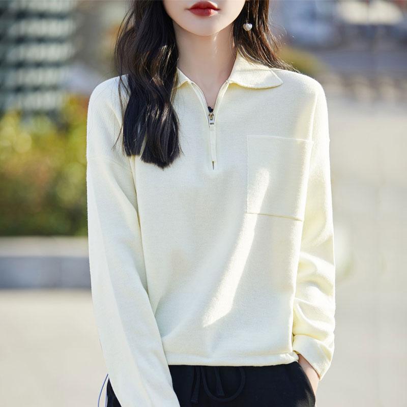 Dámský kašmírový svetr Qinghe kašmír 50% vlna 50% hedvábí Dámský podzimní a zimní kašmírový svetr měkký a teplý